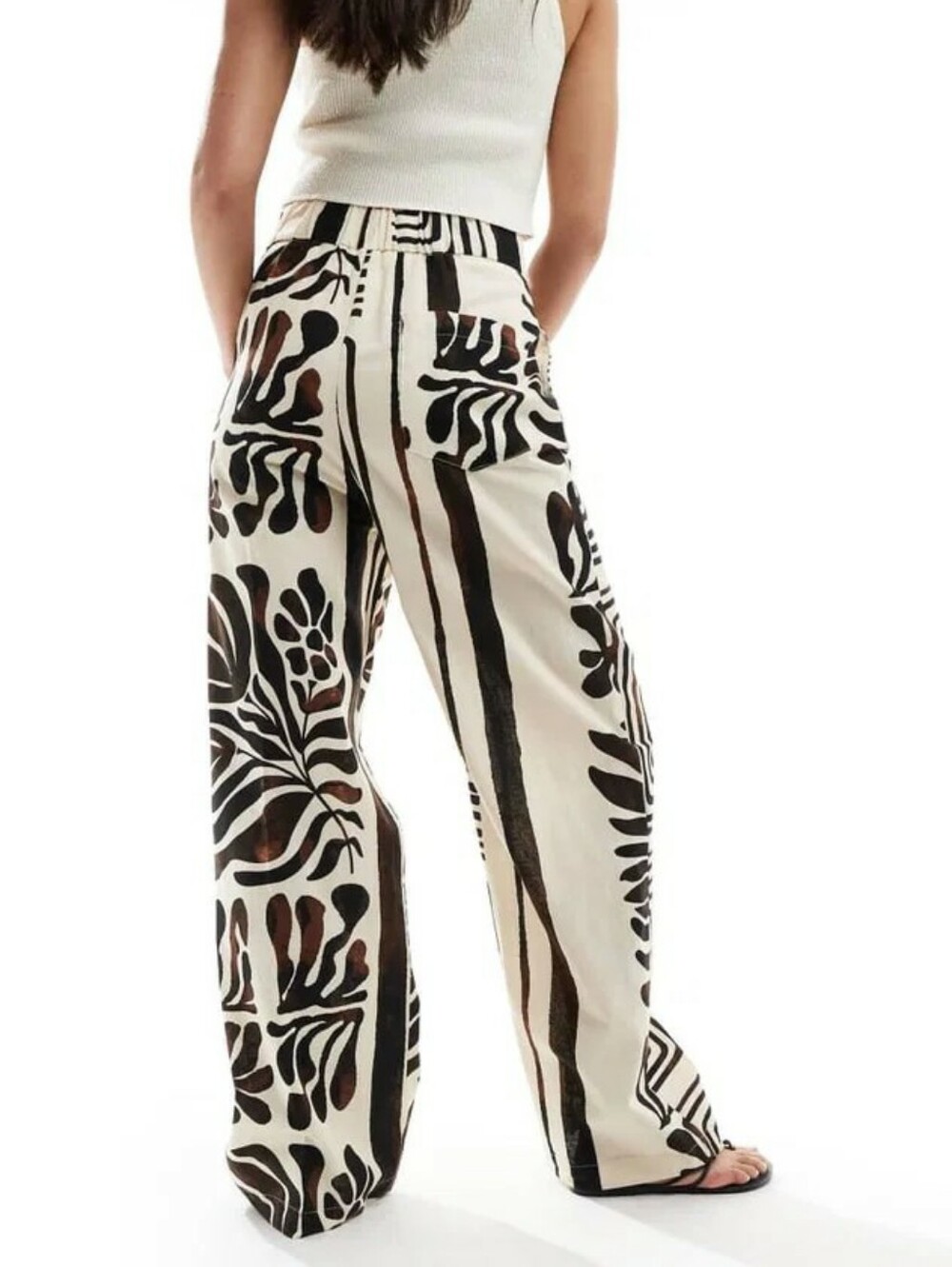 Mango Karina Bohemian Straight Leg Pants Earth Tones Medium